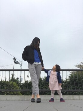 「ゆるカジ」｜「アイテム（ブルゾン）」を使った、masamilkさん（レディース・164cm）の春コーディネート