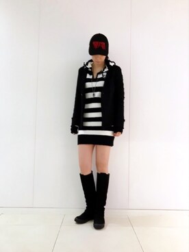 「stud.（スタッド）のアイテム（キャップ）」を使った、kazuyoさん（レディース・165cm）の冬コーディネート