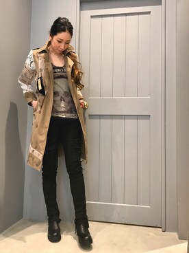 「KMRii」｜「アイテム（トレンチコート）」を使った、kazuyoさん（レディース・165cm）の春コーディネート