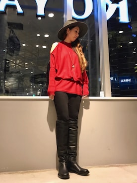 「ISAMU KATAYAMA BACKLASH（イサムカタヤマバックラッシュ）のアイテム（帽子）」を使った、kazuyoさん（レディース・165cm）の秋コーディネート