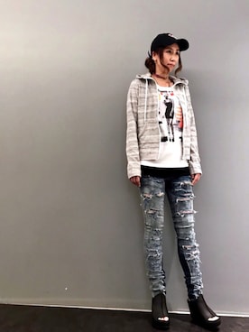 「stud.（スタッド）のアイテム（パーカー）」を使った、kazuyoさん（レディース・165cm）の夏コーディネート