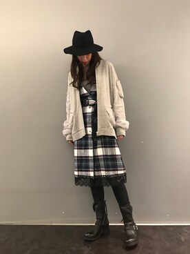 「ADDICT NOIR（アディクトノアー）のアイテム（ブルゾン）」を使った、kazuyoさん（レディース・165cm）の秋コーディネート