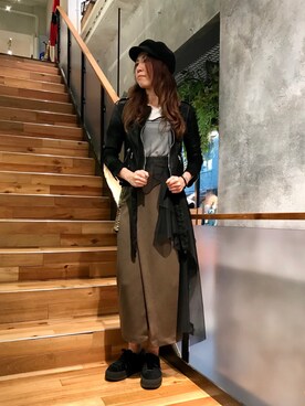「AULA」｜「アイテム（ライダースジャケット）」を使った、kazuyoさん（レディース・165cm）の秋コーディネート