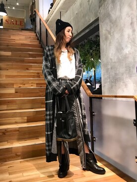 「ニットロングカーデ」｜kazuyoさん（レディース・165cm）の冬コーディネート