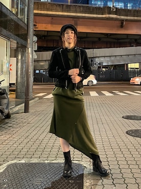「KMRii（ケムリ）のアイテム（ブーツ）」を使った、kazuyoさん（レディース・165cm）の秋コーディネート