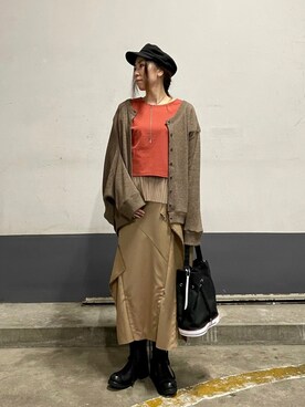「KMRii（ケムリ）のアイテム（ブーツ）」を使った、kazuyoさん（レディース・165cm）の冬コーディネート