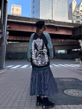 「ワンピース×スニーカー」｜「アイテム（ブルゾン）」を使った、kazuyoさん（レディース・165cm）の冬コーディネート