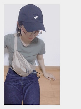 「ｌａｒｋｉｎｓ（ラーキンス）のアイテム（キャップ）」を使った、屍林檎さん（レディース・163cm）の夏コーディネート