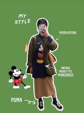 「used mix」｜「アイテム（ミリタリージャケット）」を使った、DDDさん（レディース・156cm）の春コーディネート