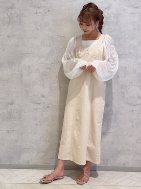 「one after another NICE CLAUP（ワンアフターアナザーナイスクラップ）のアイテム（ジャンパースカート）」を使った、minoriさん（レディース・153cm）の秋コーディネート