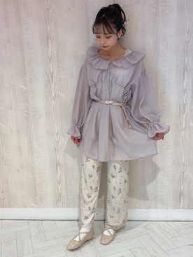 「ラベンダー」｜「アイテム（チュニック）」を使った、minoriさん（レディース・153cm）の秋コーディネート