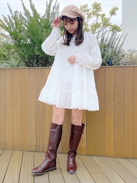 「アイテム（チュニック）」を使った、minoriさん（レディース・153cm）の秋コーディネート