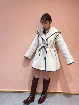 「パイピングコート」｜「アイテム（ジャケット/アウター）」を使った、minoriさん（レディース・153cm）の秋コーディネート