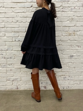 「アイテム（チュニック）」を使った、minoriさん（レディース・153cm）の冬コーディネート