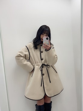 「パイピングコート」｜「アイテム（ジャケット/アウター）」を使った、minoriさん（レディース・153cm）の冬コーディネート
