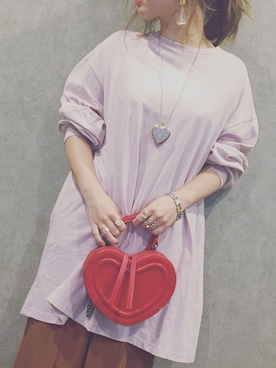 「Kastane（カスタネ）のスーパールーズロンT（Tシャツ/カットソー、ピンク系）」を使った、erikoさん（レディース）の春コーディネート