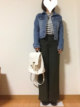 「SPINNS（スピンズ）のアイテム（バックパック/リュック）」を使った、だりあさん（レディース・156cm）の春コーディネート