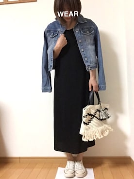 「アイテム（デニムジャケット）」を使った、だりあさん（レディース・156cm）の春コーディネート