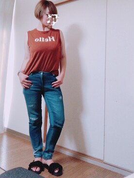 「Furryrate（ファーリーレート）のアイテム（パンツ）」を使った、kakihana  さん（レディース・165cm）の夏コーディネート