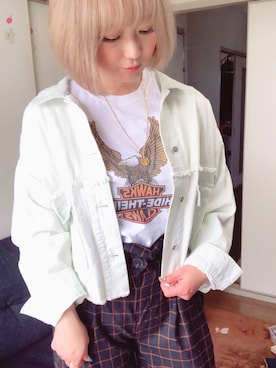「ハイトーンカラー」｜「アイテム（デニムジャケット）」を使った、kakihana  さん（レディース・165cm）の春コーディネート