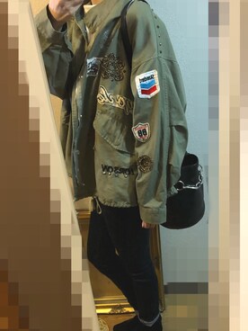 「no brand（ノーブランド）のアイテム（モッズコート）」を使った、haryさん（レディース・164cm）の春コーディネート