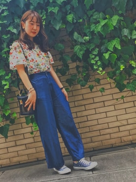 「ボタニカル柄」｜REINAさん（レディース・161cm）の夏コーディネート