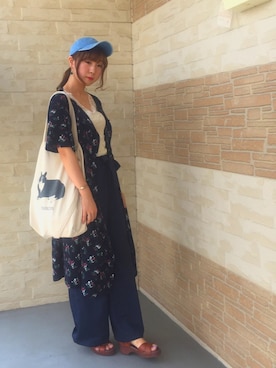 「E hyphen world gallery（イーハイフンワールドギャラリー）のアイテム（ワンピース）」を使った、REINAさん（レディース・161cm）の夏コーディネート