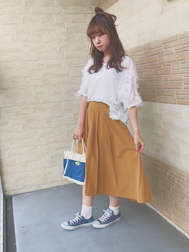 「passage mignon/flaneur（パサージュミニョンフラヌール）のアイテム」を使った、REINAさん（レディース・161cm）の夏コーディネート