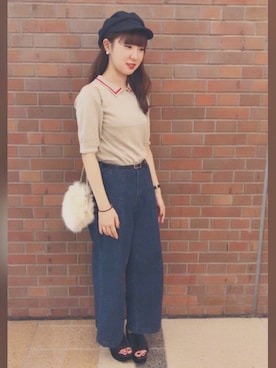 「NICE CLAUP（ナイスクラップ）のアイテム」を使った、REINAさん（レディース・160cm）の夏コーディネート