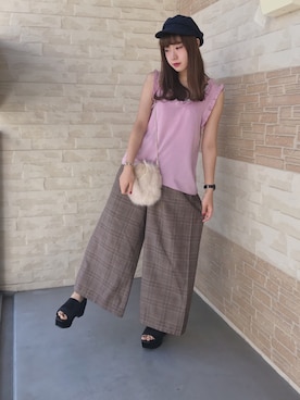 「NICE CLAUP（ナイスクラップ）のアイテム」を使った、REINAさん（レディース・161cm）の夏コーディネート