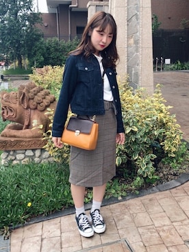「白トップス」｜「アイテム（その他）」を使った、REINAさん（レディース・161cm）の秋コーディネート