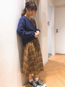 「AMERICAN HOLIC（アメリカンホリック）のアイテム（ピアス（両耳用））」を使った、REINAさん（レディース・162cm）の秋コーディネート