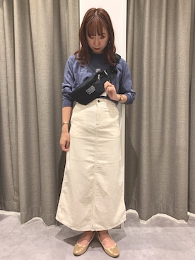 「E hyphen world gallery（イーハイフンワールドギャラリー）のアイテム（スカート）」を使った、REINAさん（レディース・162cm）の夏コーディネート