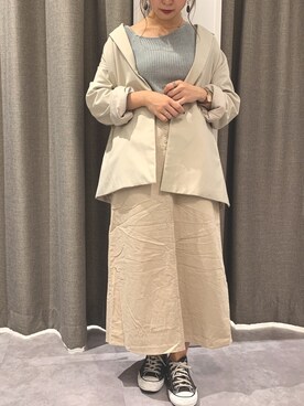 「E hyphen world gallery（イーハイフンワールドギャラリー）のアイテム（スカート）」を使った、REINAさん（レディース・162cm）の秋コーディネート