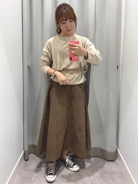 「E hyphen world gallery（イーハイフンワールドギャラリー）のアイテム」を使った、REINAさん（レディース・162cm）の秋コーディネート