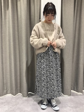 「ダルメシアン柄」｜「アイテム（その他アウター）」を使った、REINAさん（レディース・162cm）の冬コーディネート