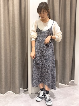 「E hyphen world gallery（イーハイフンワールドギャラリー）のアイテム（ワンピース）」を使った、REINAさん（レディース・162cm）の冬コーディネート