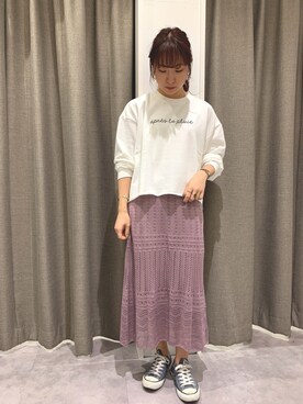 「透かし柄」｜「アイテム（その他）」を使った、REINAさん（レディース・162cm）の春コーディネート