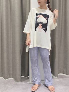 「E hyphen world gallery（イーハイフンワールドギャラリー）のアイテム（Tシャツ/カットソー）」を使った、REINAさん（レディース・162cm）の夏コーディネート