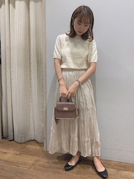 「earth music&ecology（アースミュージックアンドエコロジー）の2wayクロコミニショルダー ＊（ショルダーバッグ）」を使った、REINAさん（レディース・162cm）の秋コーディネート