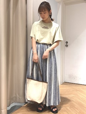 「リネン素材」｜REINAさん（レディース・162cm）の夏コーディネート