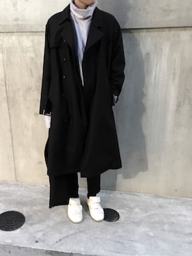 「CLANE（クラネ）のアイテム（トレンチコート）」を使った、hayateさん（メンズ・178cm）の冬コーディネート