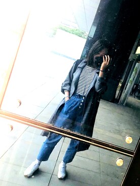 「New look（ニュールック）のアイテム（トレンチコート）」を使った、微博@成长颜习社さん（レディース・165cm）の春コーディネート
