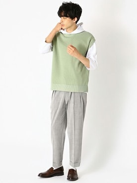 「COMME CA ISM（コムサイズム）のアイテム（スラックス）」を使った、COMME CA ISM OFFICIALさん（メンズ・180cm）の春コーディネート