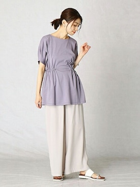 「アイテム（チュニック、パープル系）」を使った、COMME CA ISM OFFICIALさん（レディース・160cm）の春コーディネート