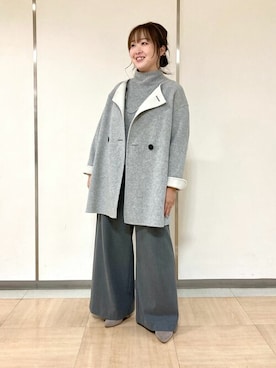 「アイテム（その他アウター、グレー系）」を使った、COMME CA ISM OFFICIALさん（レディース・154cm）の冬コーディネート