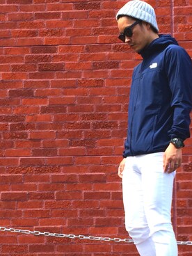 「ホワイトパンツ」｜「アイテム（ナイロンジャケット）」を使った、M-HEROさん（メンズ・170cm）の春コーディネート