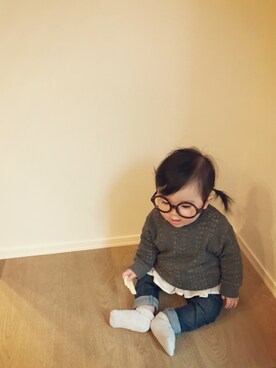 「GAP（ギャップ）の1969 マイ ファースト レギンス ジーンズ (ベビー)（デニムパンツ）」を使った、inuさん（キッズ・70cm）の冬コーディネート