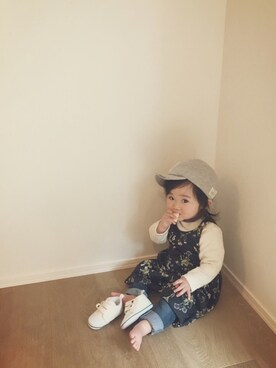 「GAP（ギャップ）の1969 マイ ファースト レギンス ジーンズ (ベビー)（デニムパンツ）」を使った、inuさん（キッズ・70cm）の春コーディネート