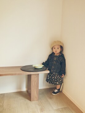 「1歳3ヶ月」｜「アイテム（デニムジャケット）」を使った、inuさん（キッズ・80cm）の秋コーディネート